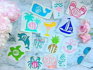 Beach Inspired Yeti Monogrammed Decals