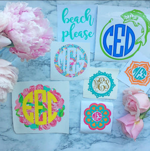 Beach Inspired Yeti Monogrammed Decals