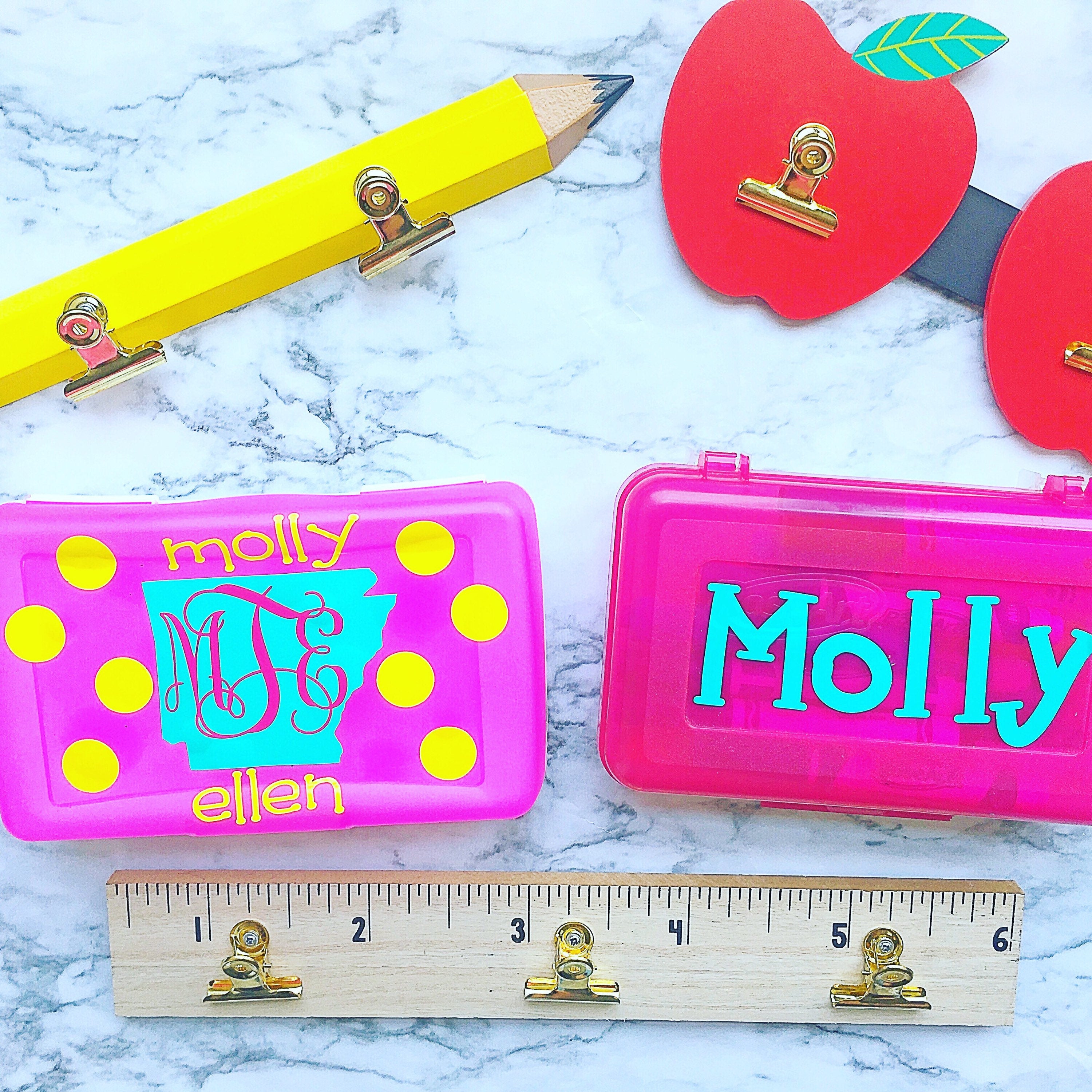 Monogrammed Pencil Box - Back To School -Custom box - School Supplies - Plastic School Box - Crayon Box - Kids Pencil Box - Personalized box