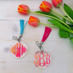 Monogrammed Key Chain - Tassel - Acrylic - Personalized Gift - Personalized Key Chain - Monogrammed - Graduation Gift