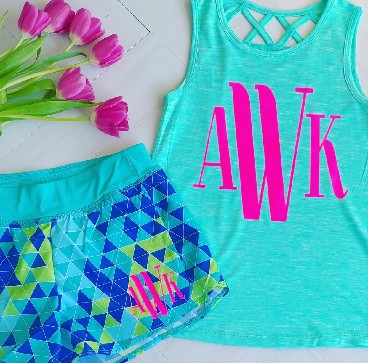 Girls Monogram Tank Top - Cute Tank Top - Monogram Tank - Kids Monogram Tank - Tank Top - Racerback Tank - Monogram Tee