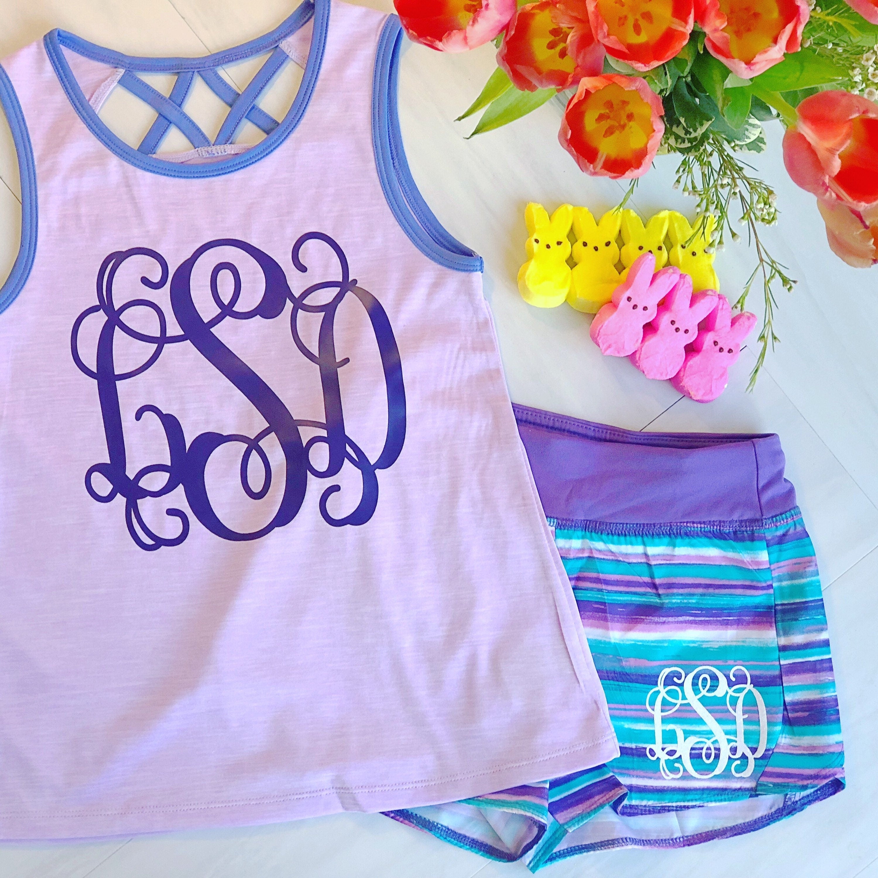 Girls Monogram Tank Top - Cute Tank Top - Monogram Tank - Kids Monogram Tank - Tank Top - Racerback Tank - Monogram Tee