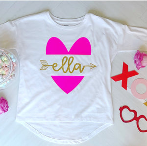 Girls Valentine's Day Shirt, Valentine's Day Shirt for Girls, Monogrammed Valentine's Day Shirt, Personalized Valentine's Shirt