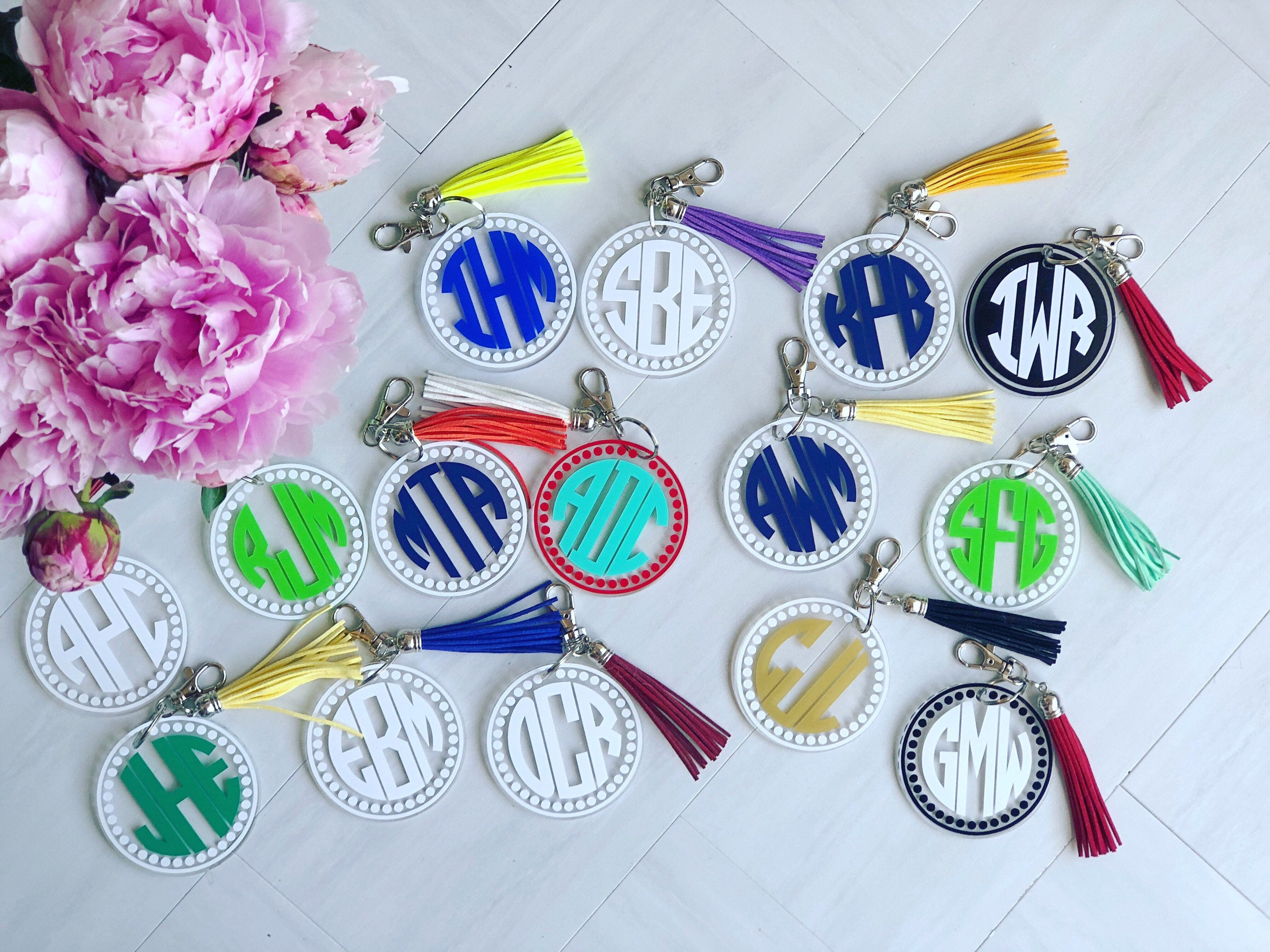 Monogrammed Key Chain - Tassel - Acrylic - Personalized Gift - Personalized Key Chain - Monogrammed - Graduation Gift