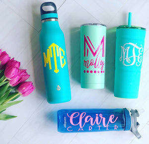 Water Bottle Labels - Water Bottle Stickers - Monogram Decal - Vinyl Decal - Personalized Water Bottle - Yeti Cup Monogram - Back to School