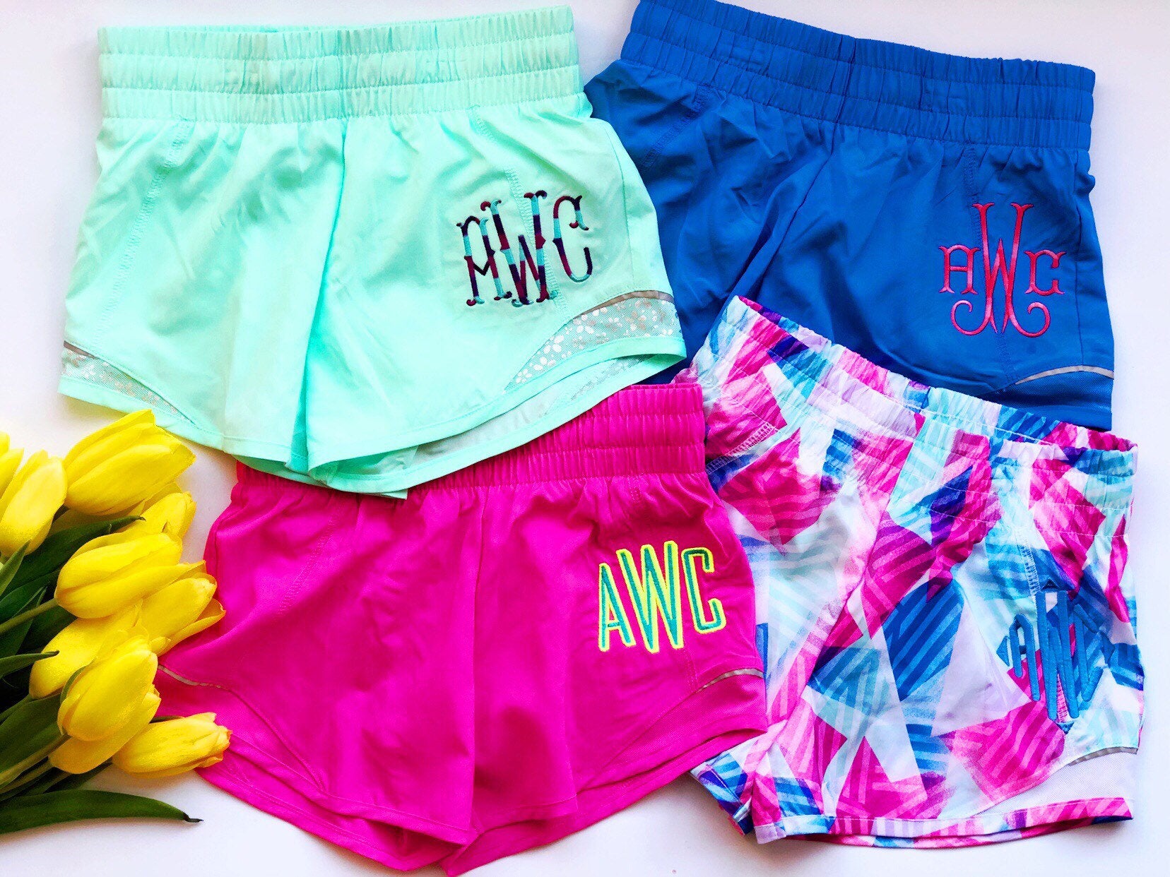 Monogrammed Running Shorts - Personalized Athletic Shorts - Youth Sizes - Monogrammed Clothing - Girls Monogram Apparel - Monogrammed Shorts