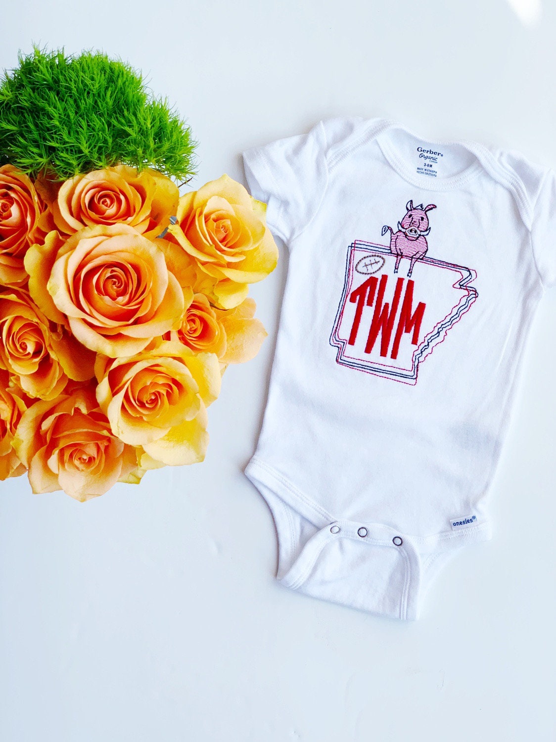 Monogrammed Onesie,  Custom Onesie, Embroidered Onesie, Baby Shower Gift, Baby Gift, Cotton Onesie