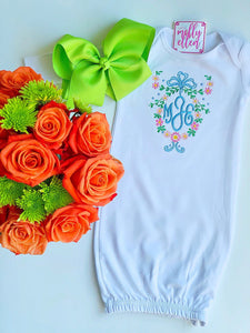 Baby Girl Coming Home Outfit, Monogrammed, Personalized, Newborn Coming Home, Gown, Baby Shower Gift, Monogram Gown, Baby Girl Gown, Custom