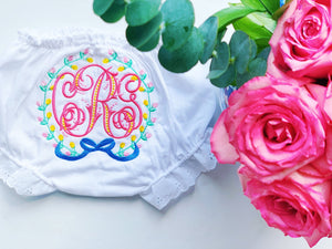 Monogrammed Bloomers, Ruffled Bloomers, Baby Girl, Personalized Diaper Covers