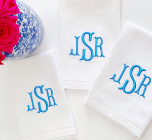 Linen Tea Towel - Monogrammed Linen Tea Towel - Embroidered Guest Towel