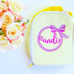 Monogrammed Seersucker Lunchbox, Seersucker Insulated Lunch Bag, Seersucker Bag, Personalized Lunch Box, Back to School