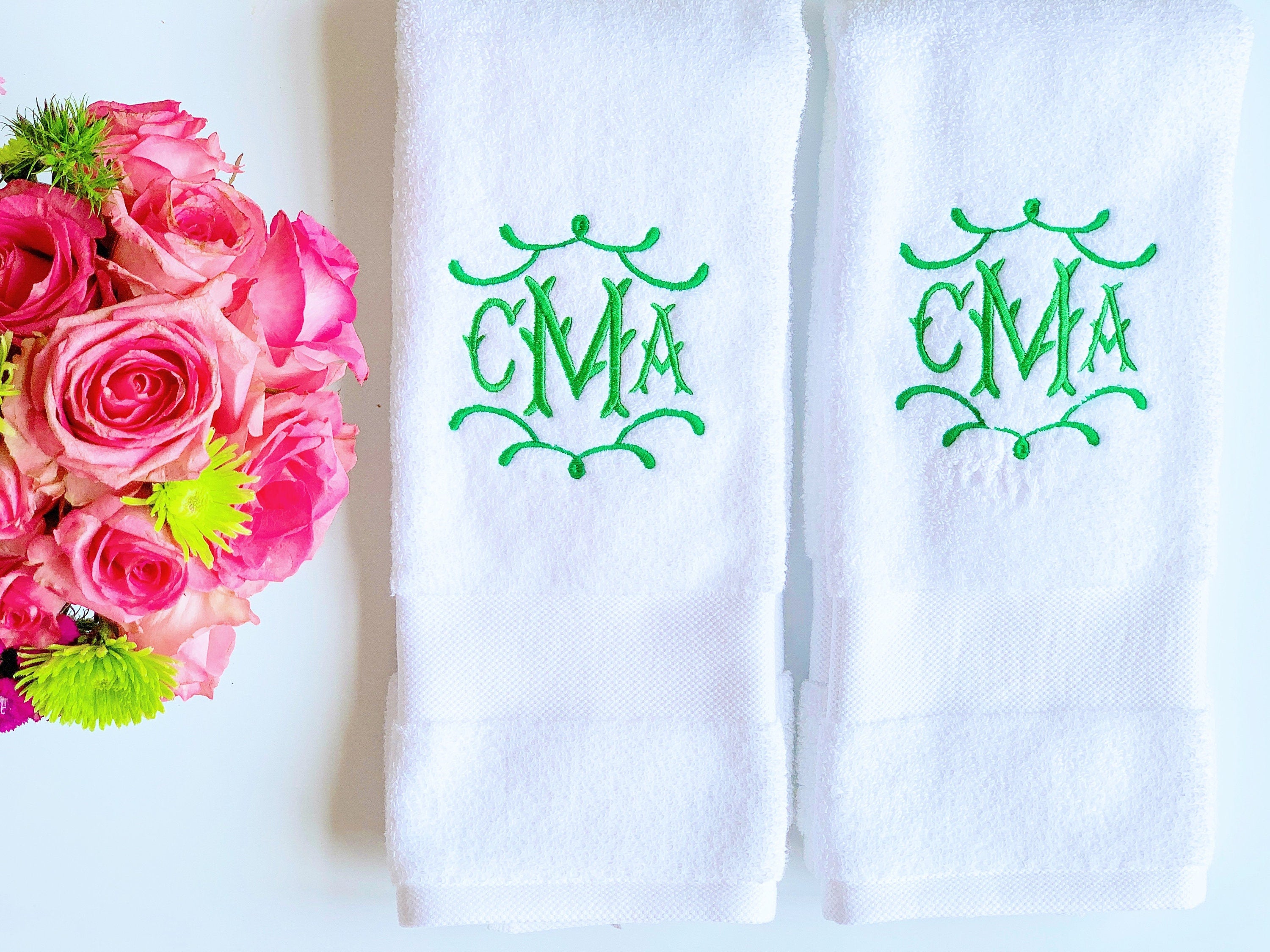 Monogrammed Hand Towel, Personalized Hand Towel, Embroidered Hand Towel, Guest Bathroom Towel, Hand Towels Monogrammed, Cotton, Wedding Gift