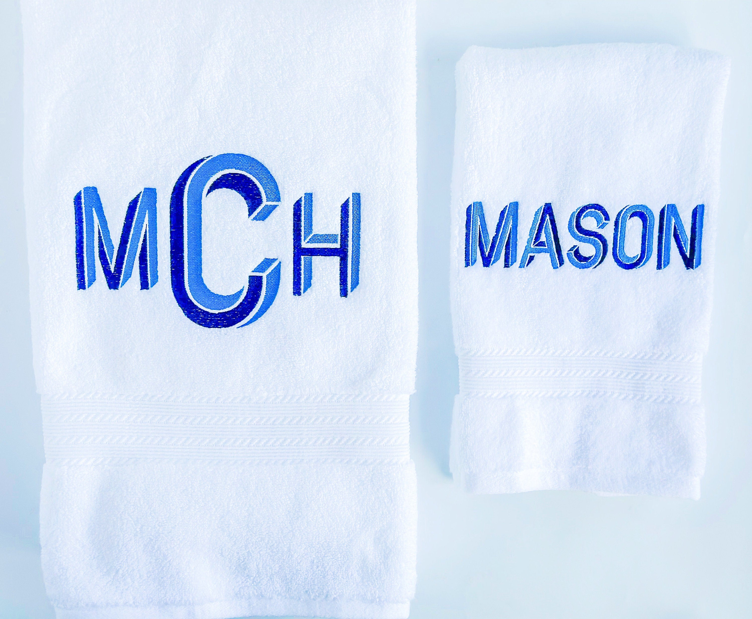 Monogrammed Towel Set, Monogrammed Hand Towel and Bath Towel Set