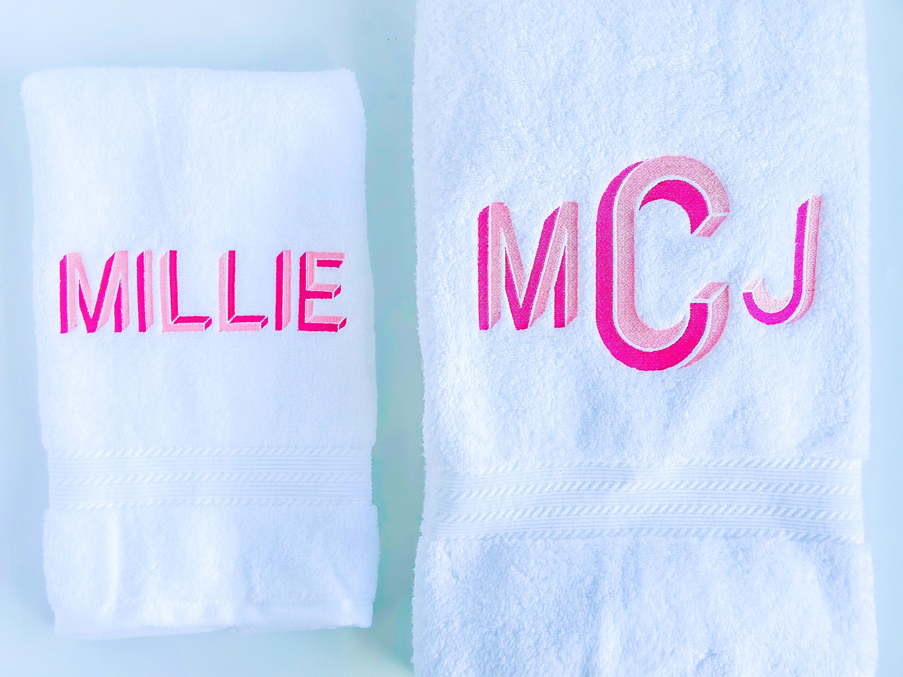 Monogrammed Towel Set, Monogrammed Hand Towel and Bath Towel Set