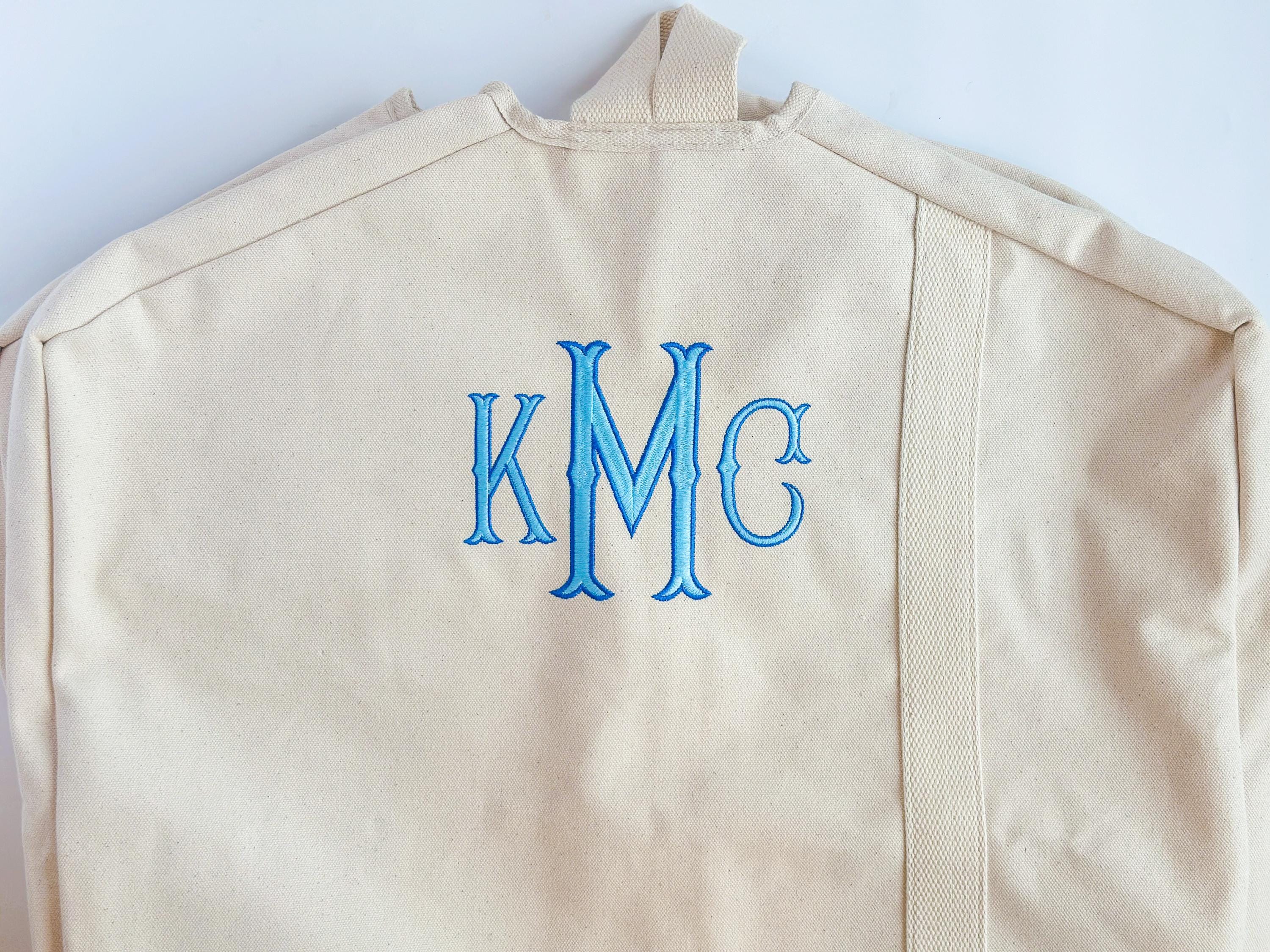 Monogrammed Garment Bag, Embroidered Travel Bag for Hanging Clothes