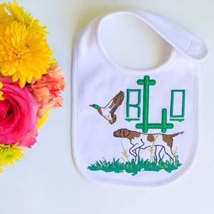 Monogrammed Baby Boy Bib, Duck Hunting, Personalized Bib, Baby Shower Gift, Baby Gift, Baby Monogram, Mallard