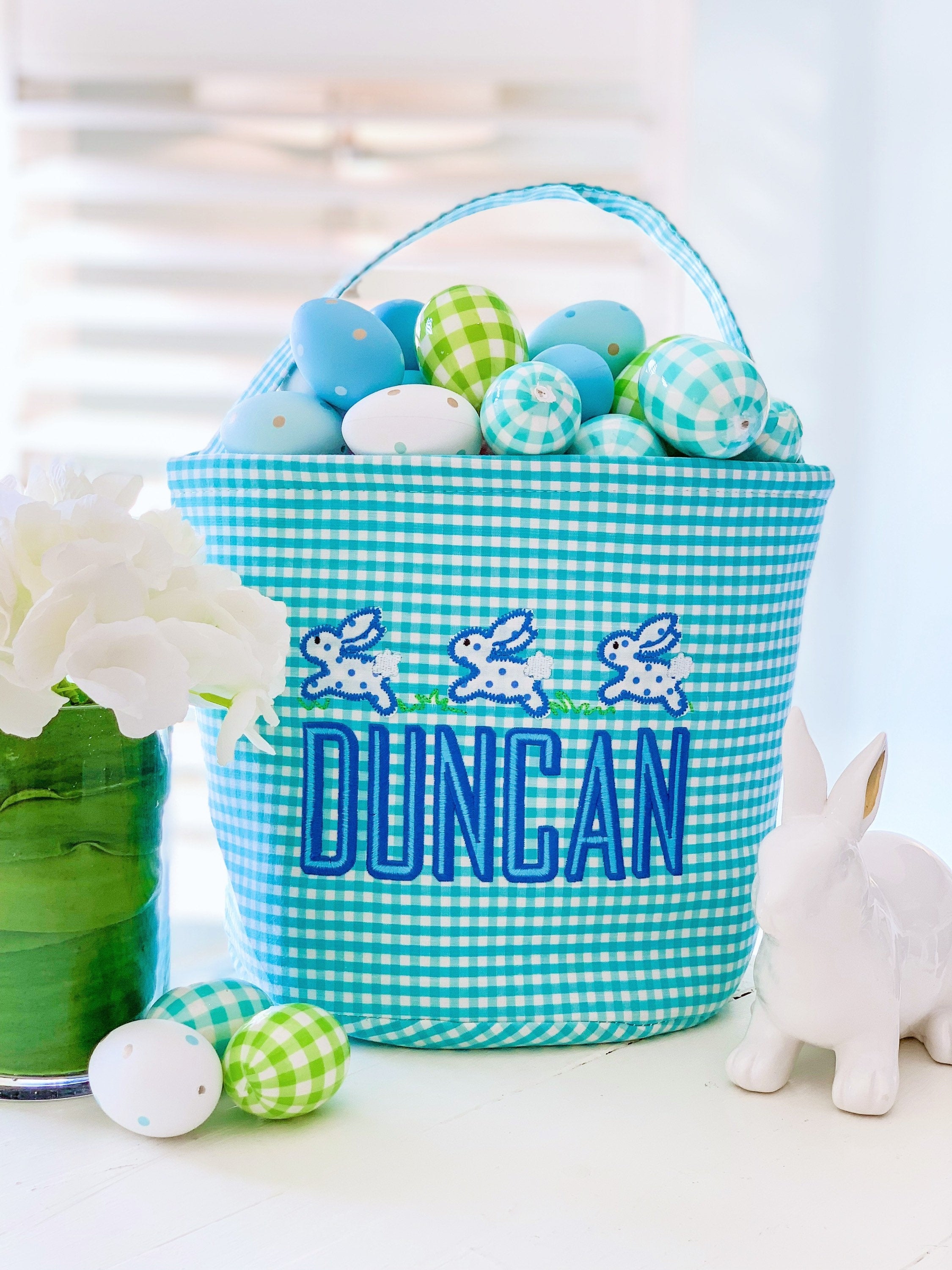 Monogrammed Gingham Easter Basket